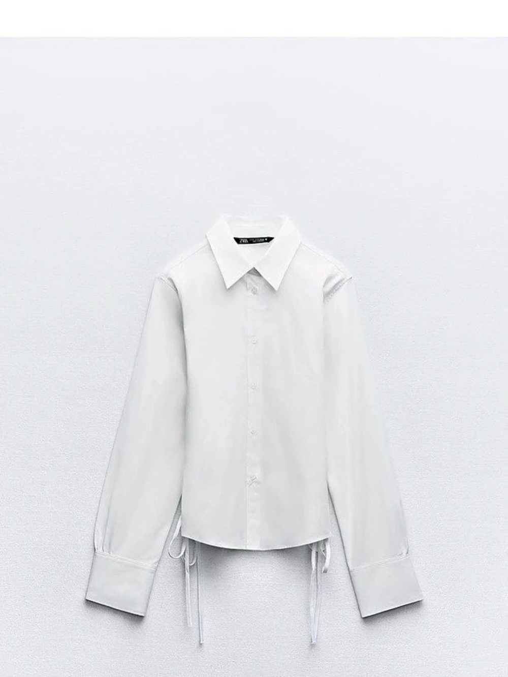 Zara Side Ties Trench Shirt White Button-Down Shirt
